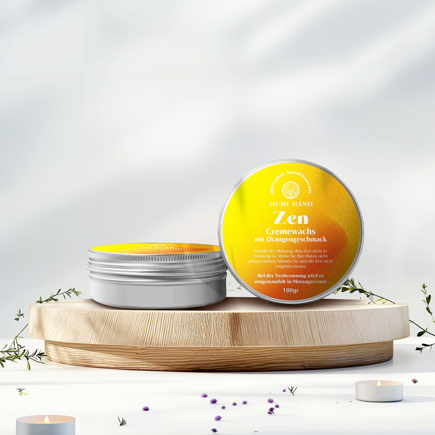 ZEN A transformative wax-cream that melts into a scented massage lotion with orange aroma 100gr